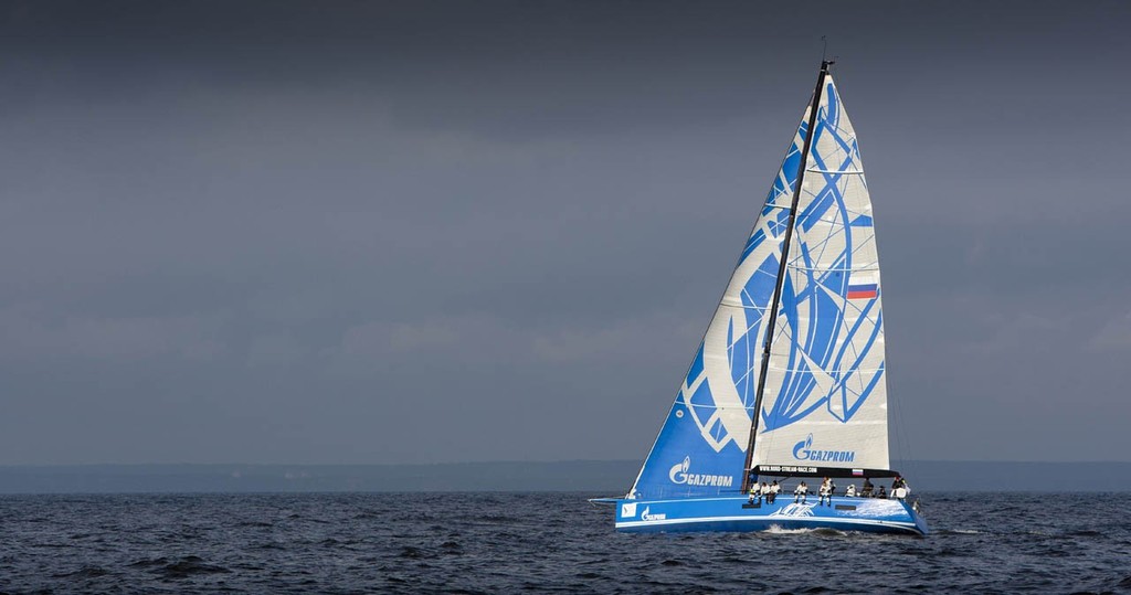 Team Russia (sponsored by Gazprom), skippered by Vladimir Liubomirav, leaving Saint-Petersburg, at the start of the first leg of the Nord Stream Race 2012, from Saint-Petersburg to Helsinki. © onEdition http://www.onEdition.com